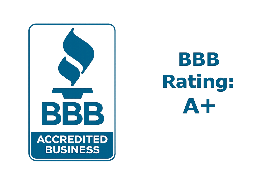 BBB Accredited Business logo with rating